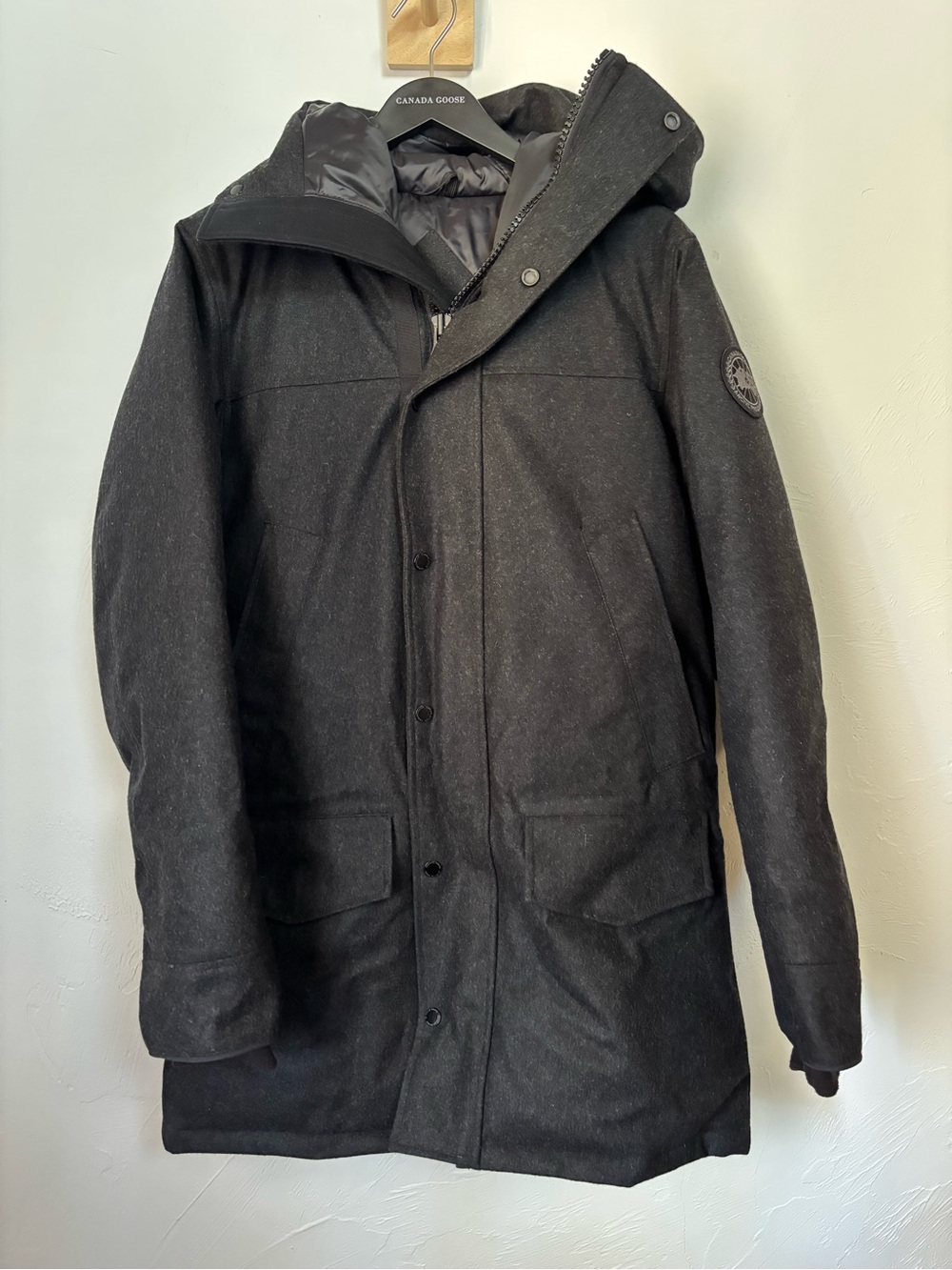 Canada Goose Langford Wool Parka Mens Carbon Melange Size Small